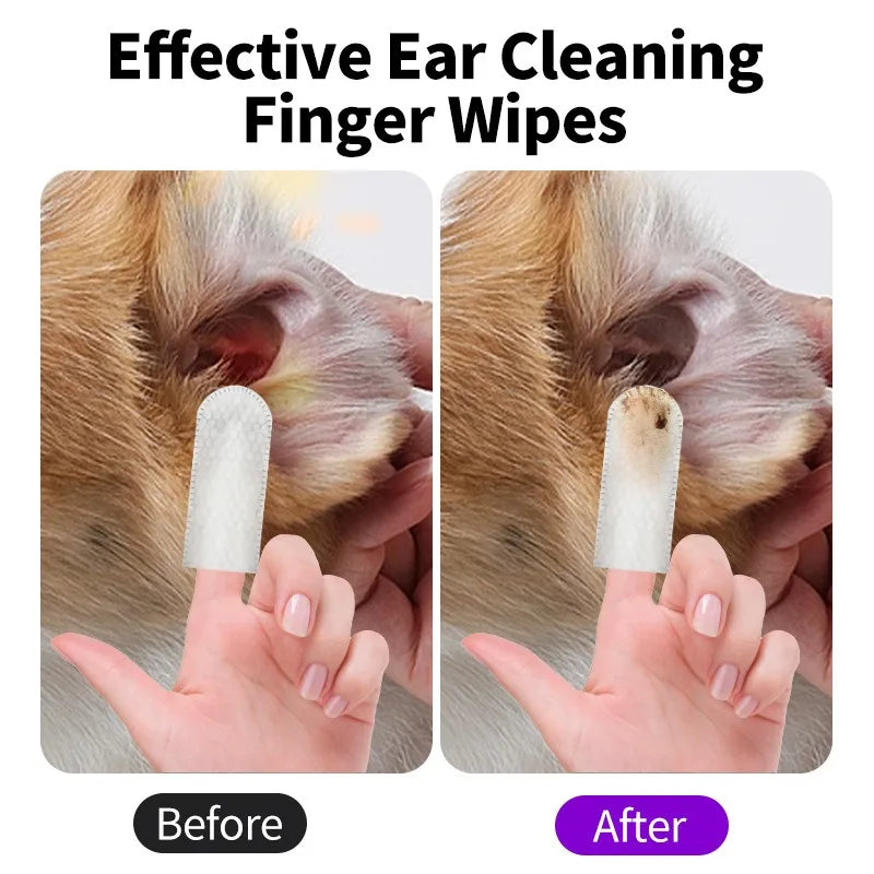 Pet Ear Cleaning Wipes & Care Fingertips