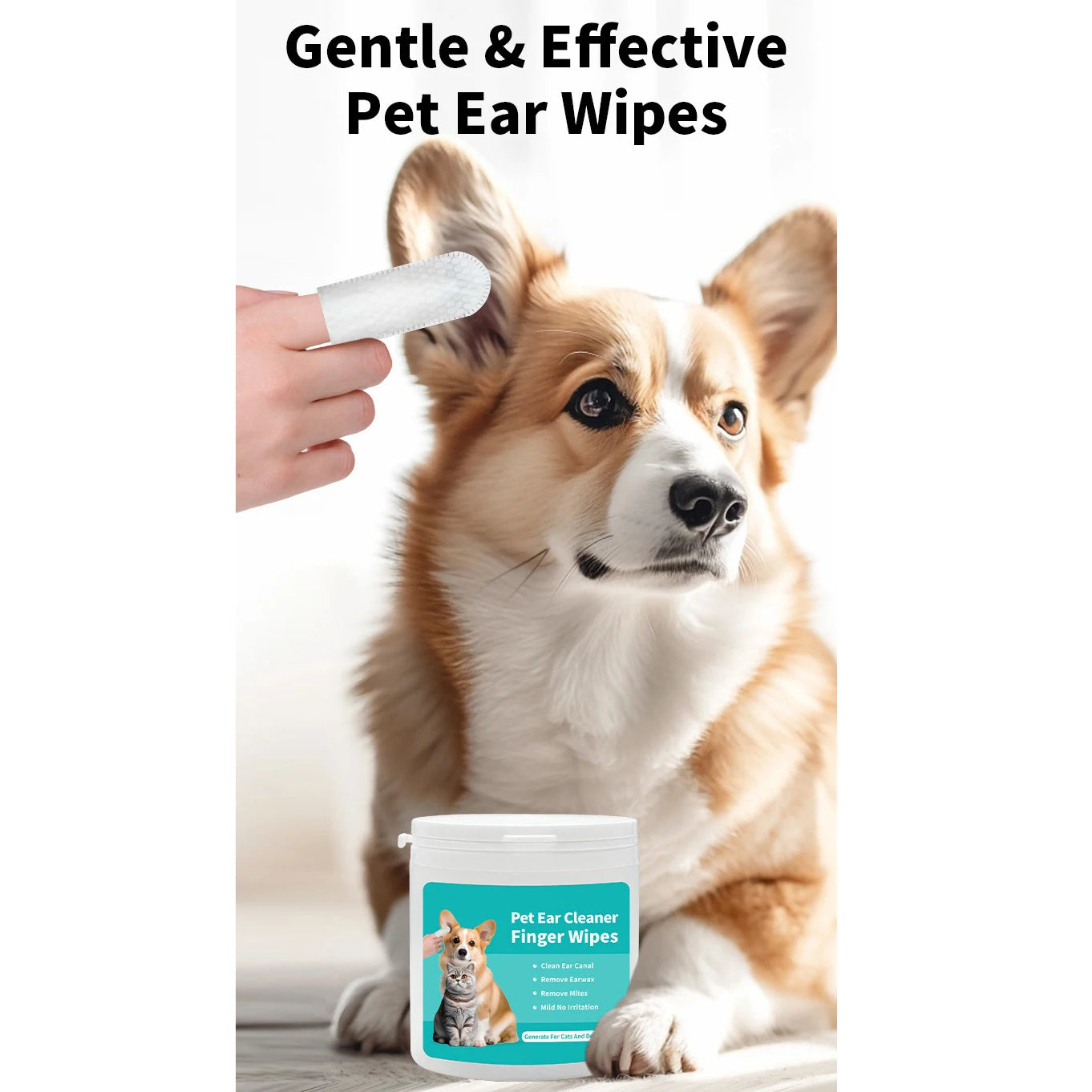 Pet Ear Cleaning Wipes & Care Fingertips